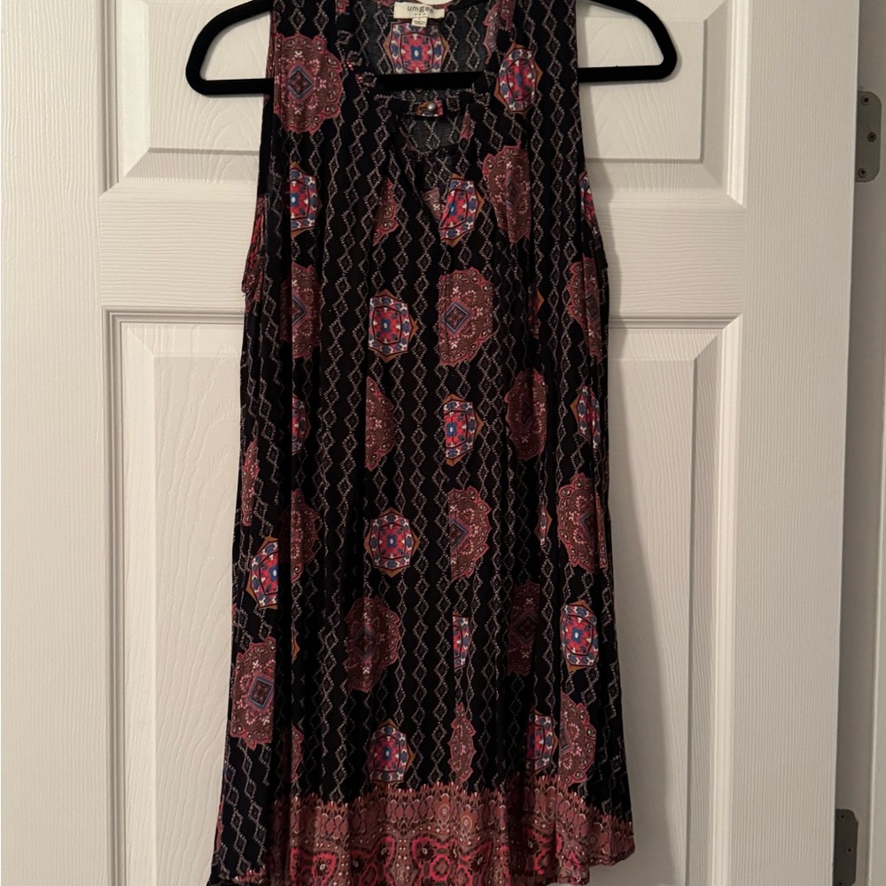 Umgee Black and Pink Patterned Tank Top